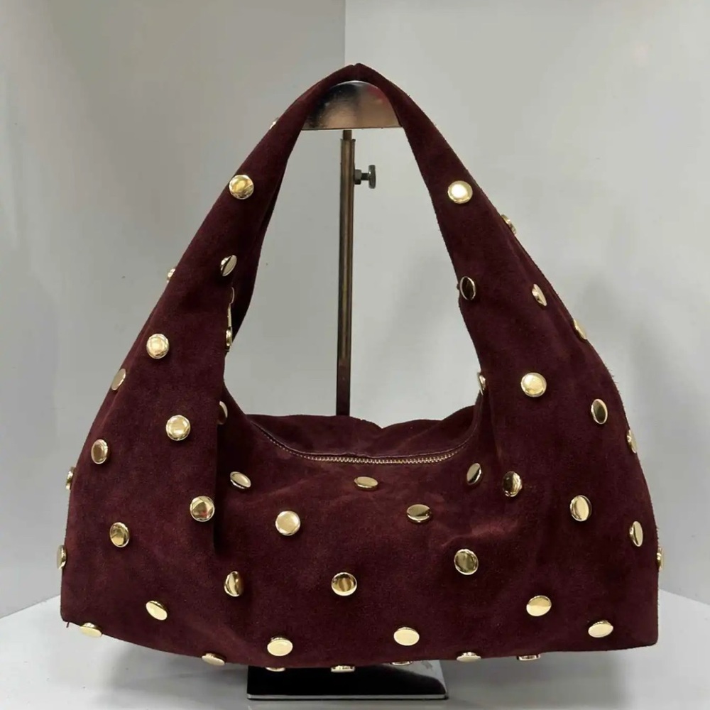 Chic Burgundy Italian Suede Leather Shoulder Bag – Made in Italy